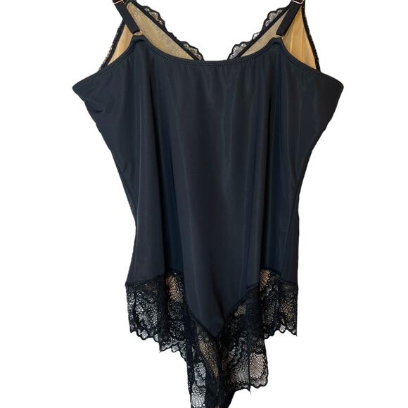 pinsy Sculpting Lace Bodysuit Sheer Mesh Shapewear Lingerie in Black W's Size XL - Picture 5 of 10